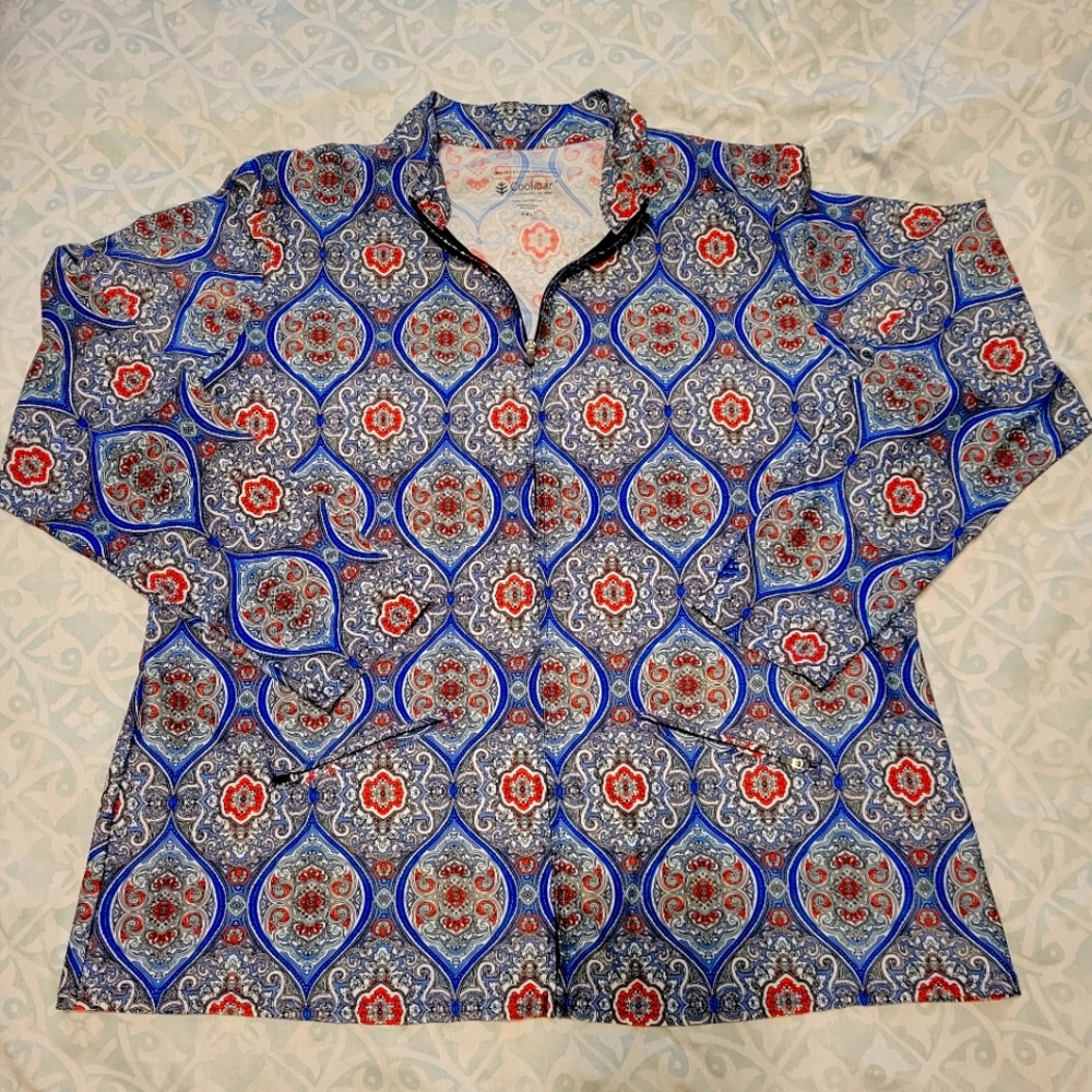 Coolibar paisley jacket XXL zip with two zip pockets 50+upf